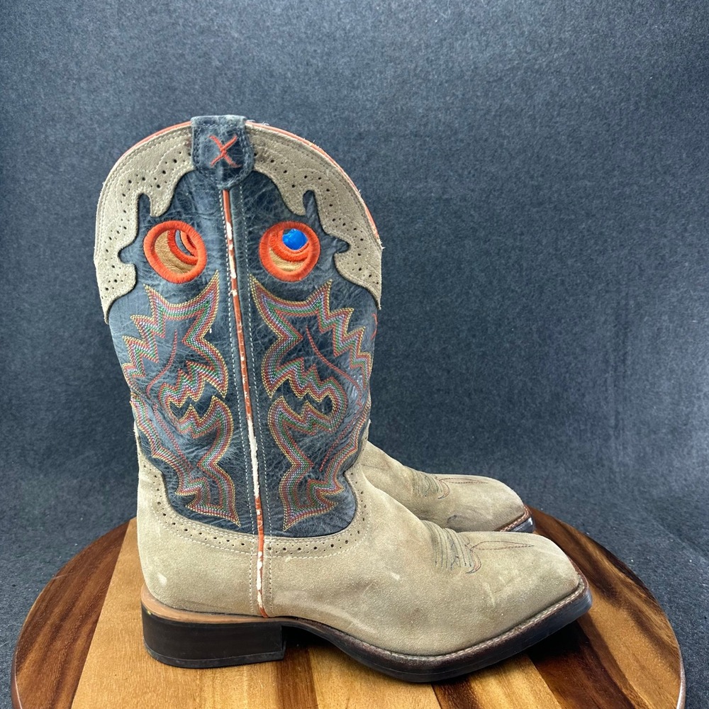 Twisted X Ruff Stock Mens 7.5 EE Tan Roughout Square Toe Western Boots MRS0010